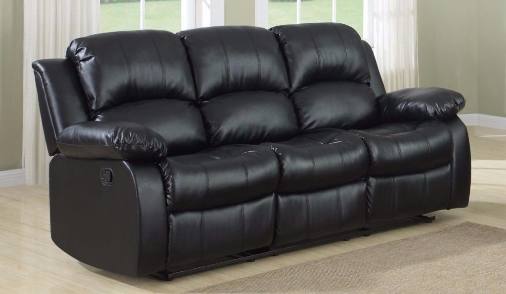 Elegant Classic 3 Seat Bonded Leather Double Recliner Sofa - Walmart.com 3 seater recliner sofa