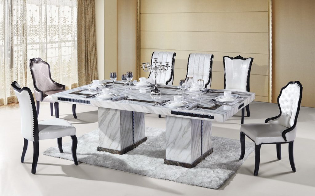Elegant marble dining table set marble dining table set