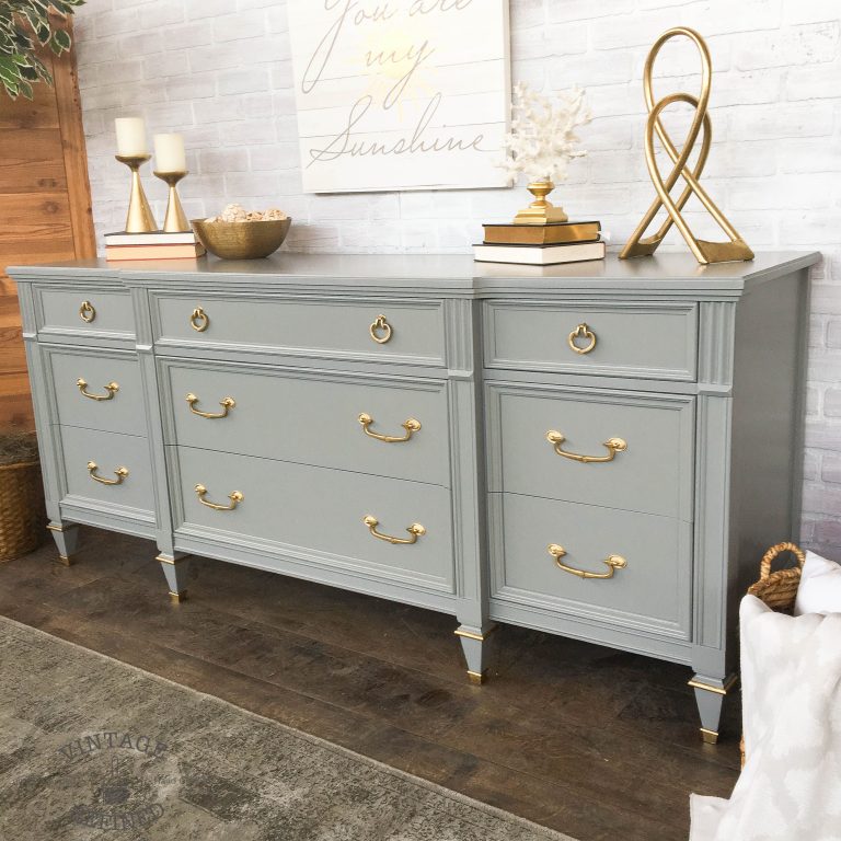 Grey Dressers Grey Painted Dresser With Gold Hardware Would Make An Awesome Base For Gekutsw  768x768 