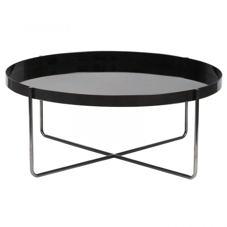 Round Black Glass Coffee Table