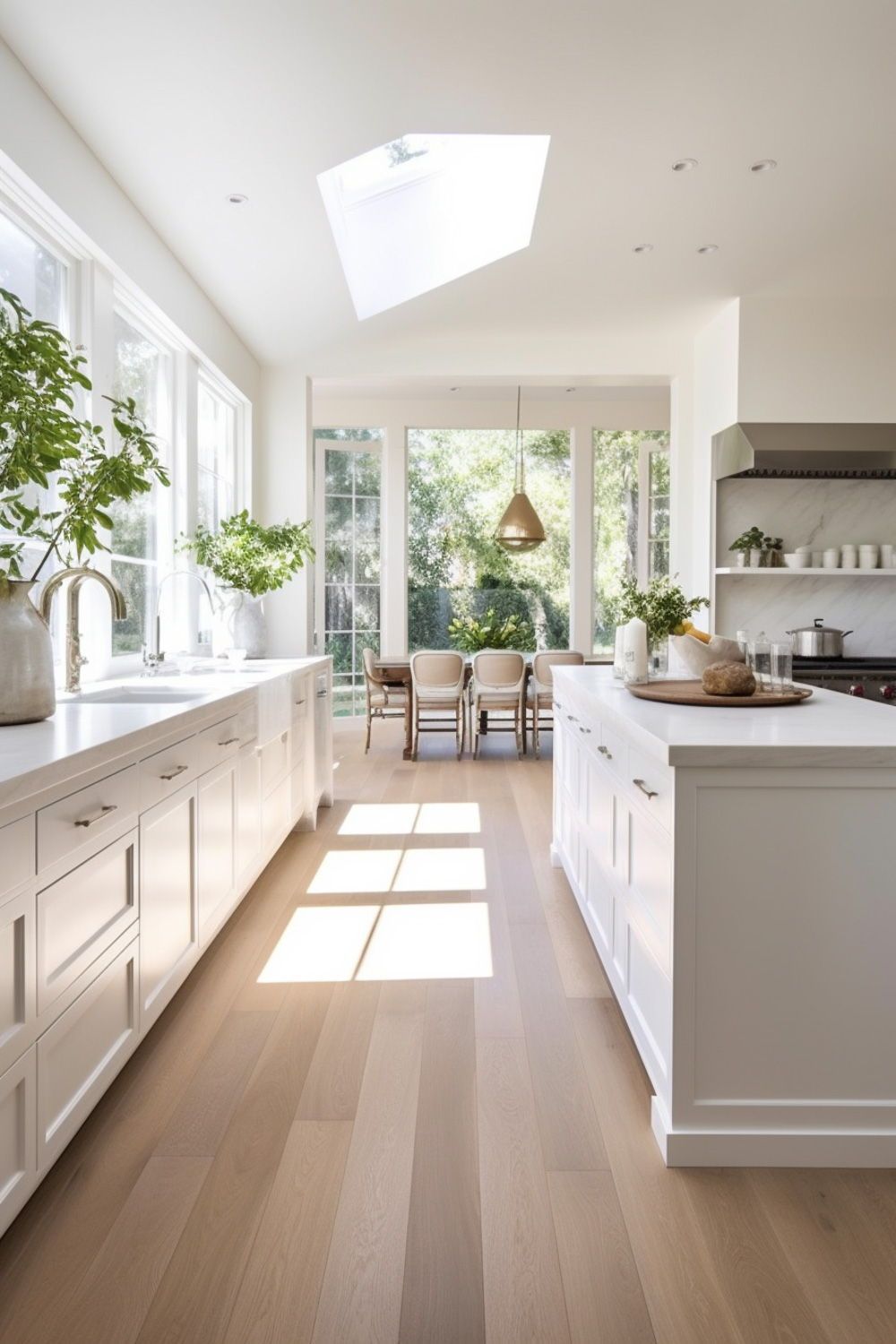 Creating a Timeless Look: White Kitchens
with Wood Floor Accents