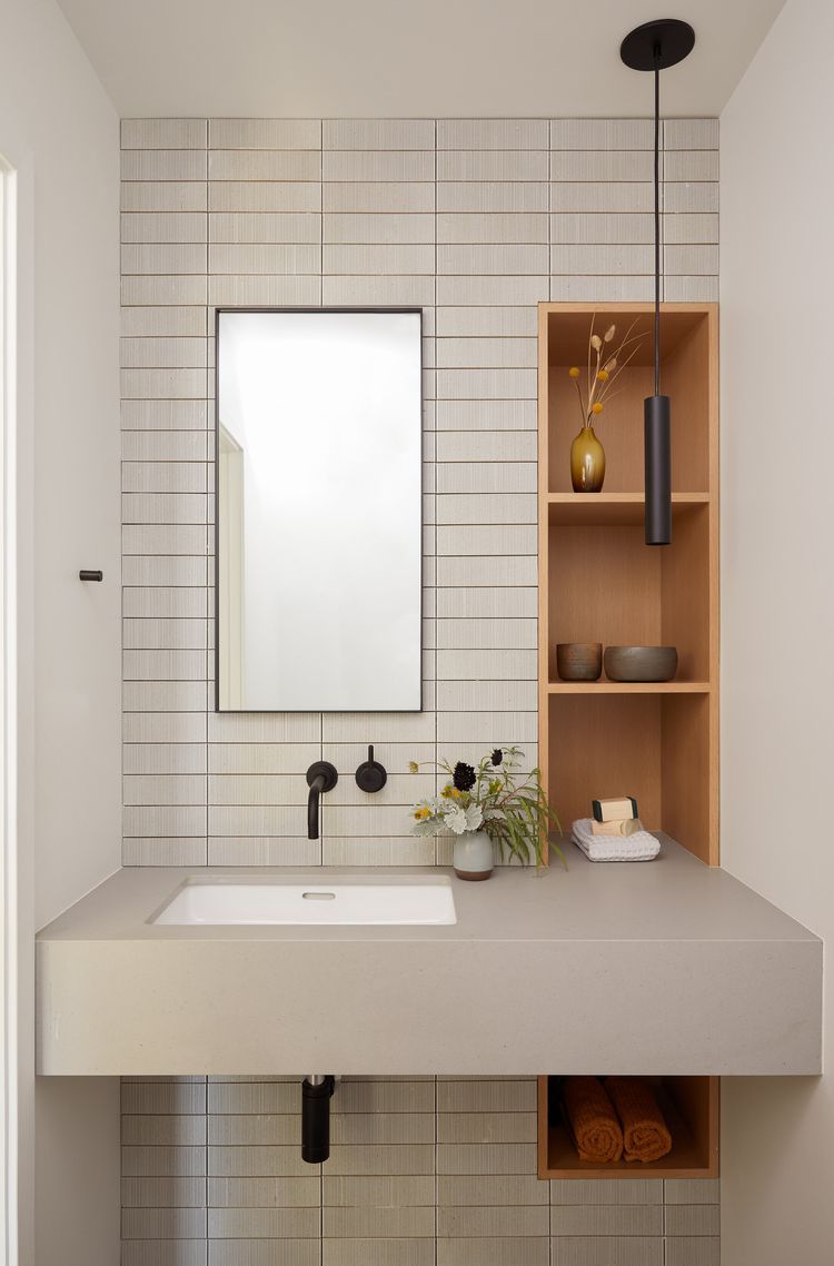 Arranging a small bathroom vanity
  with  storage
