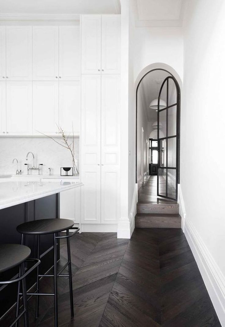 Some tips to clean and care of
modern  white kitchens with wood floors