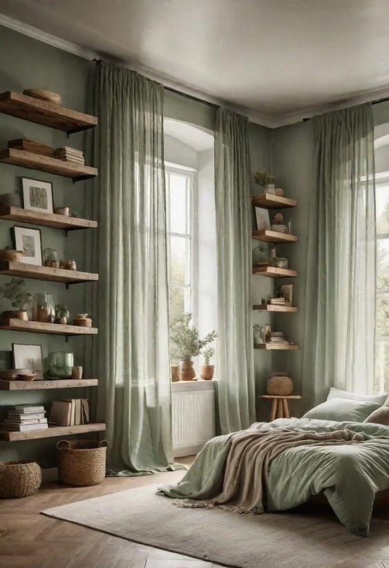 Elegant Green Tone Bedrooms: Blending Comfort and Style