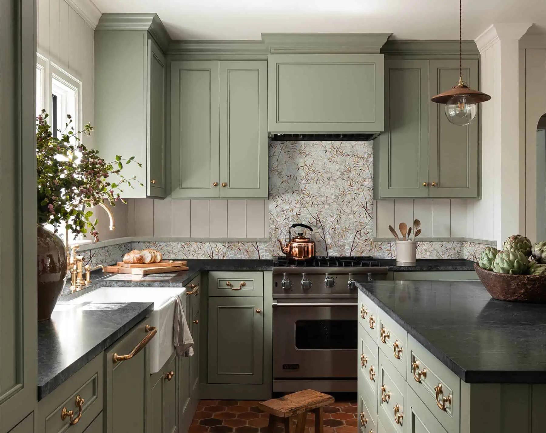 Include patterned tiles for a pop of color in your small kitchen