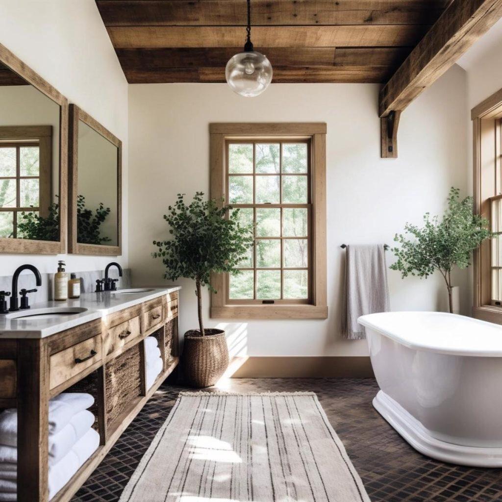 Freestanding soaking tubs create a luxury farmhouse ‍bathroom oasis