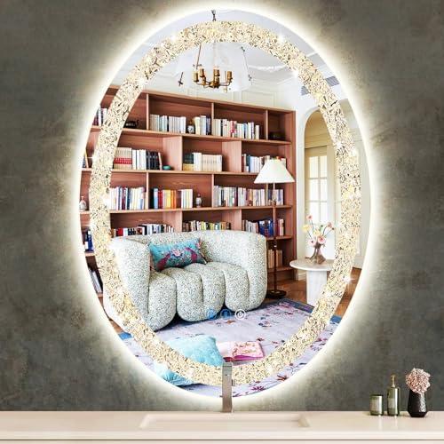 Stylish Oval LED Mirror with Adjustable Brightness & Colors