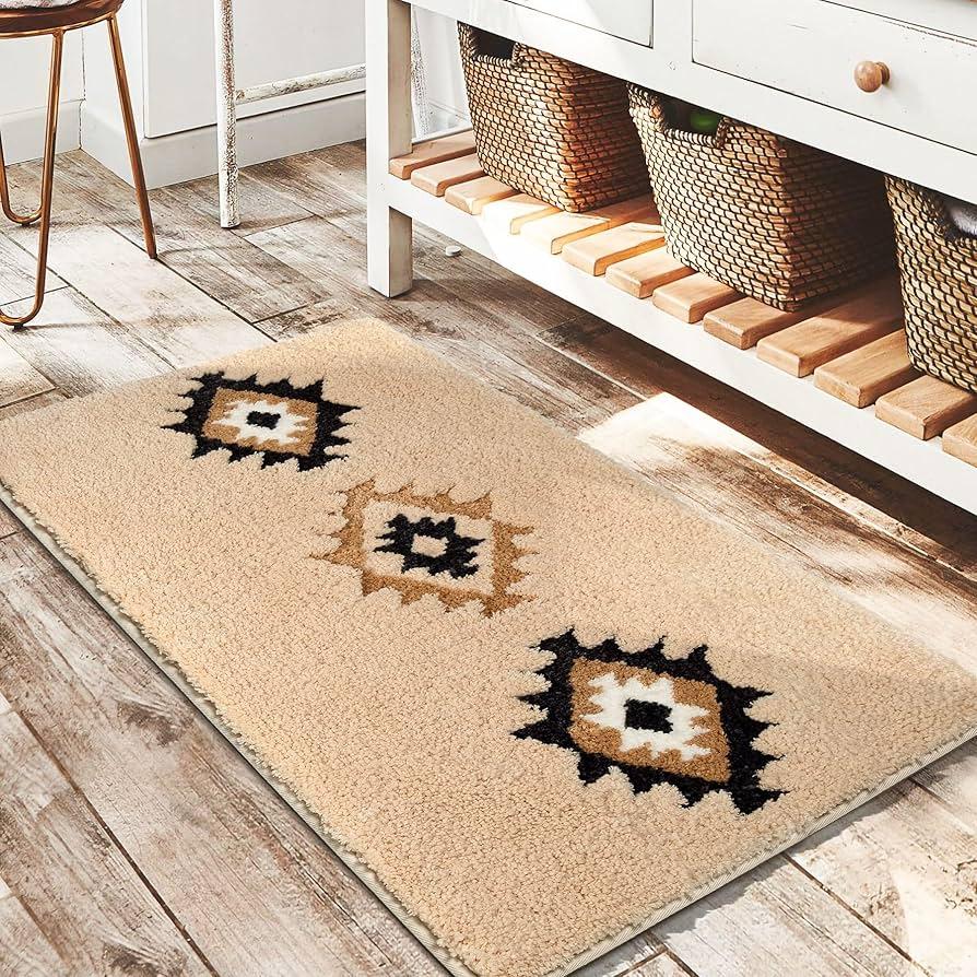 Textured rugs ⁣add warmth⁤ and style to⁢ your farmhouse bathroom