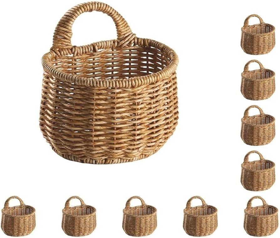 Woven baskets provide stylish storage solutions for your farmhouse bathroom