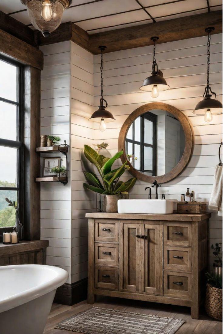 Nature-inspired‌ decor brings tranquility ⁣to ‌your farmhouse ⁣bathroom