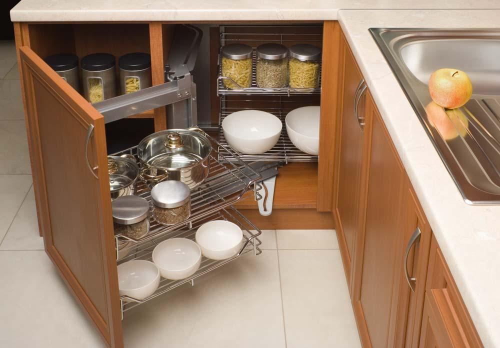 Opt for drawers over shelves in your small kitchen cabinets